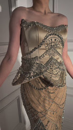 Luxury Strapless Beaded Evening Party Couture Dress LA73166