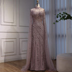 Luxury Nude Mermaid Evening Dress with Cape Sleeves LA71885A