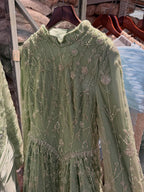 Luxury Sage Green Muslim Long Sleeve A-Line Evening Dress LA72805E