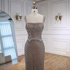 Luxury Silver Mermaid Evening Dress with Designed Stones LA72919