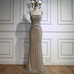 Luxury Silver Mermaid Evening Dress with Designed Stones LA72919