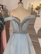 Luxury Nude Beaded Mermaid Evening Dress with Overskirt and Slit LA73034