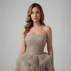 Purple 3D Rose Flower Strapless Princess Evening Dress LA73176