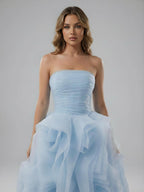 Purple 3D Rose Flower Strapless Princess Evening Dress LA73176