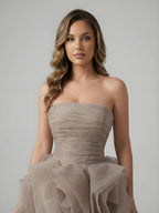 Purple 3D Rose Flower Strapless Princess Evening Dress LA73176