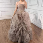 Purple 3D Rose Flower Strapless Princess Evening Dress LA73176