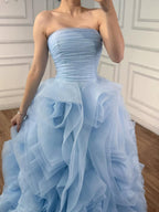 Purple 3D Rose Flower Strapless Princess Evening Dress LA73176