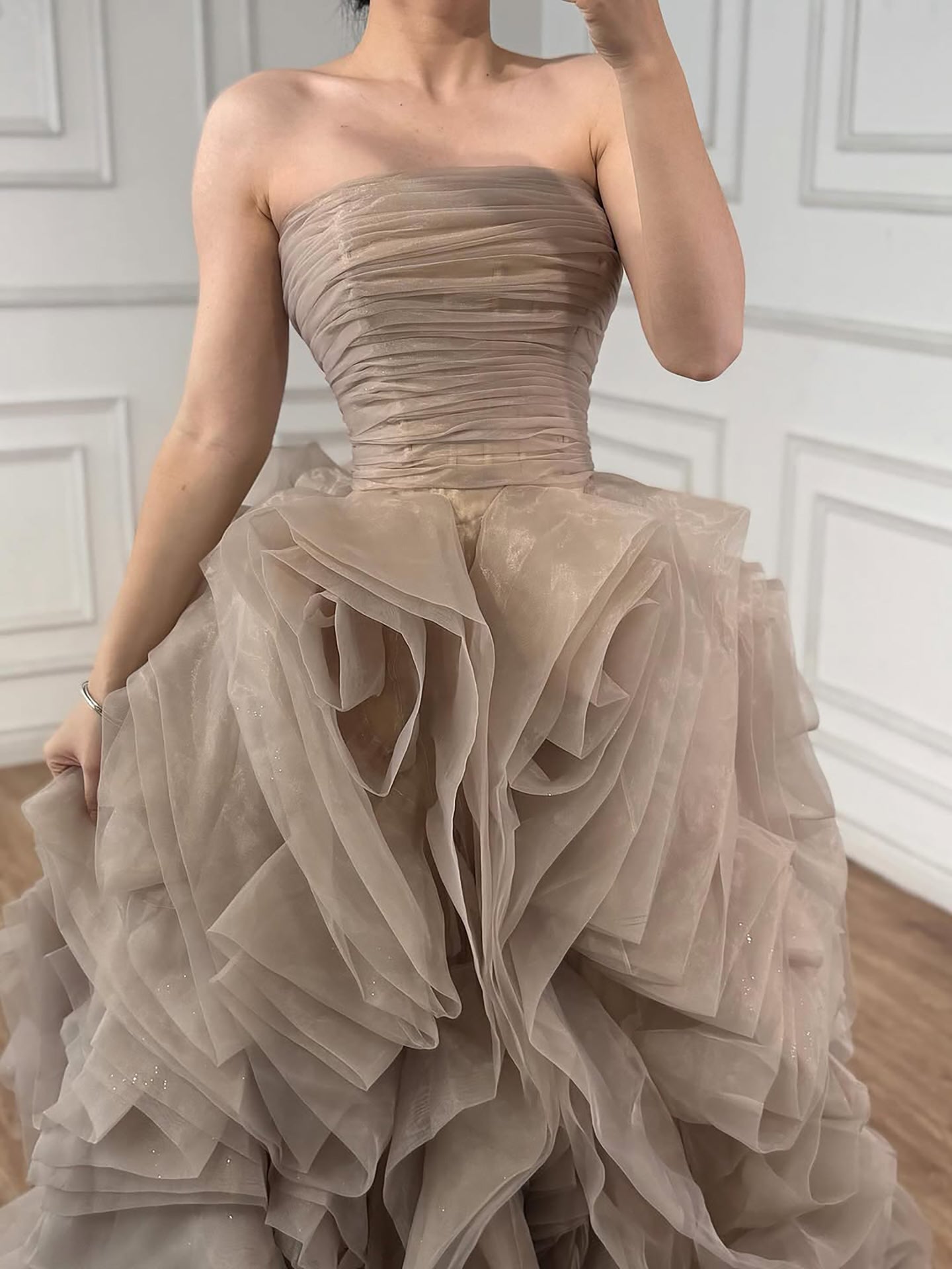 Purple 3D Rose Flower Strapless Princess Evening Dress LA73176