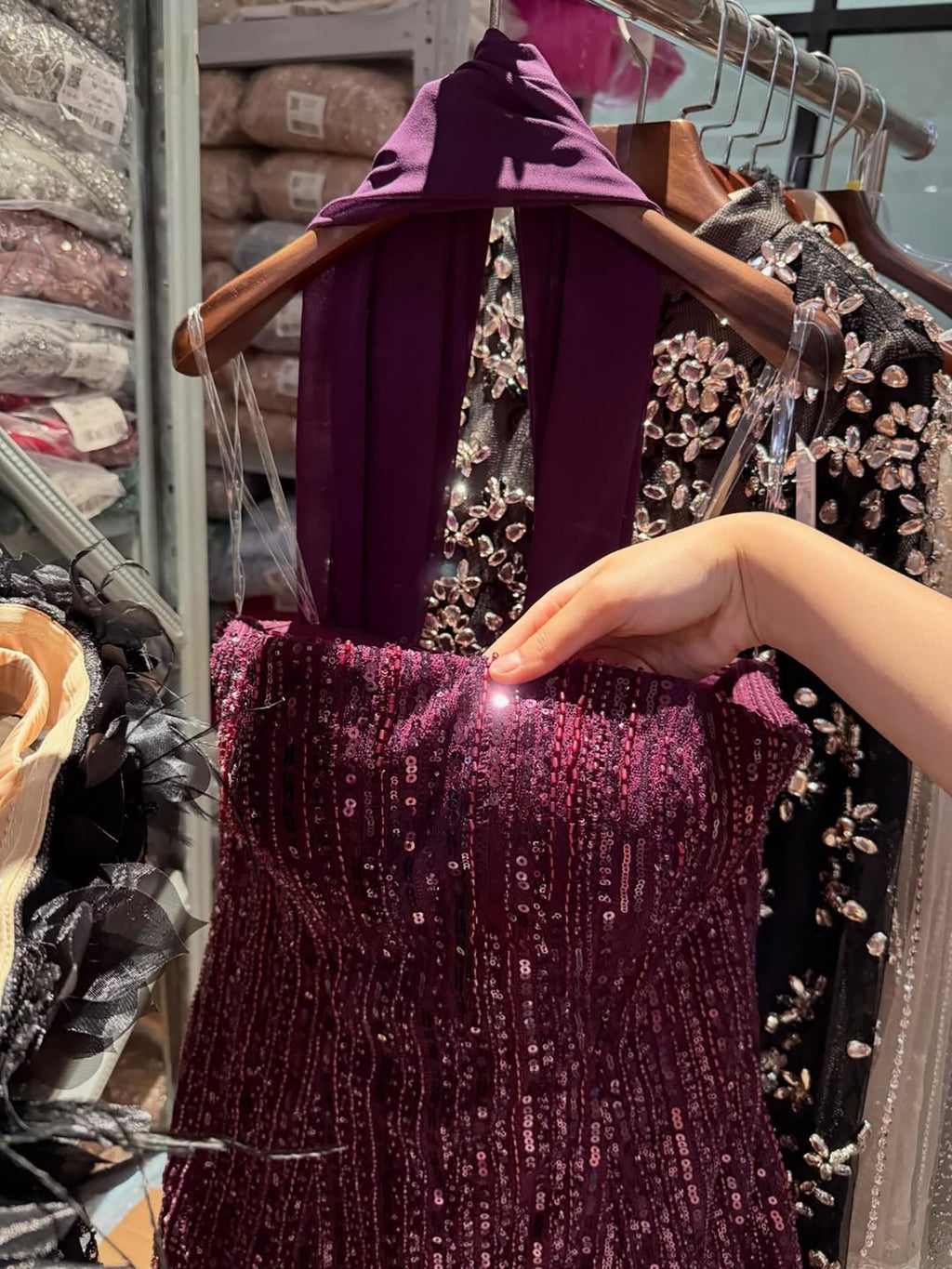Elegant Arabic Designer Purple Two Pieces Evening Dress for Wedding Guest LA73219