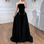 Burgundy Strapless Mermaid Velvet Evening Ball Gowns with Pearls LA73351