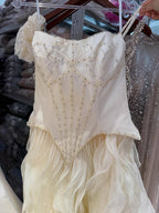 Luxury Gray Beaded Mermaid Corset Tulle Evening Dress With Gloves LA73368A