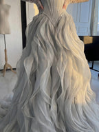 Luxury Gray Beaded Mermaid Corset Tulle Evening Dress With Gloves LA73368A