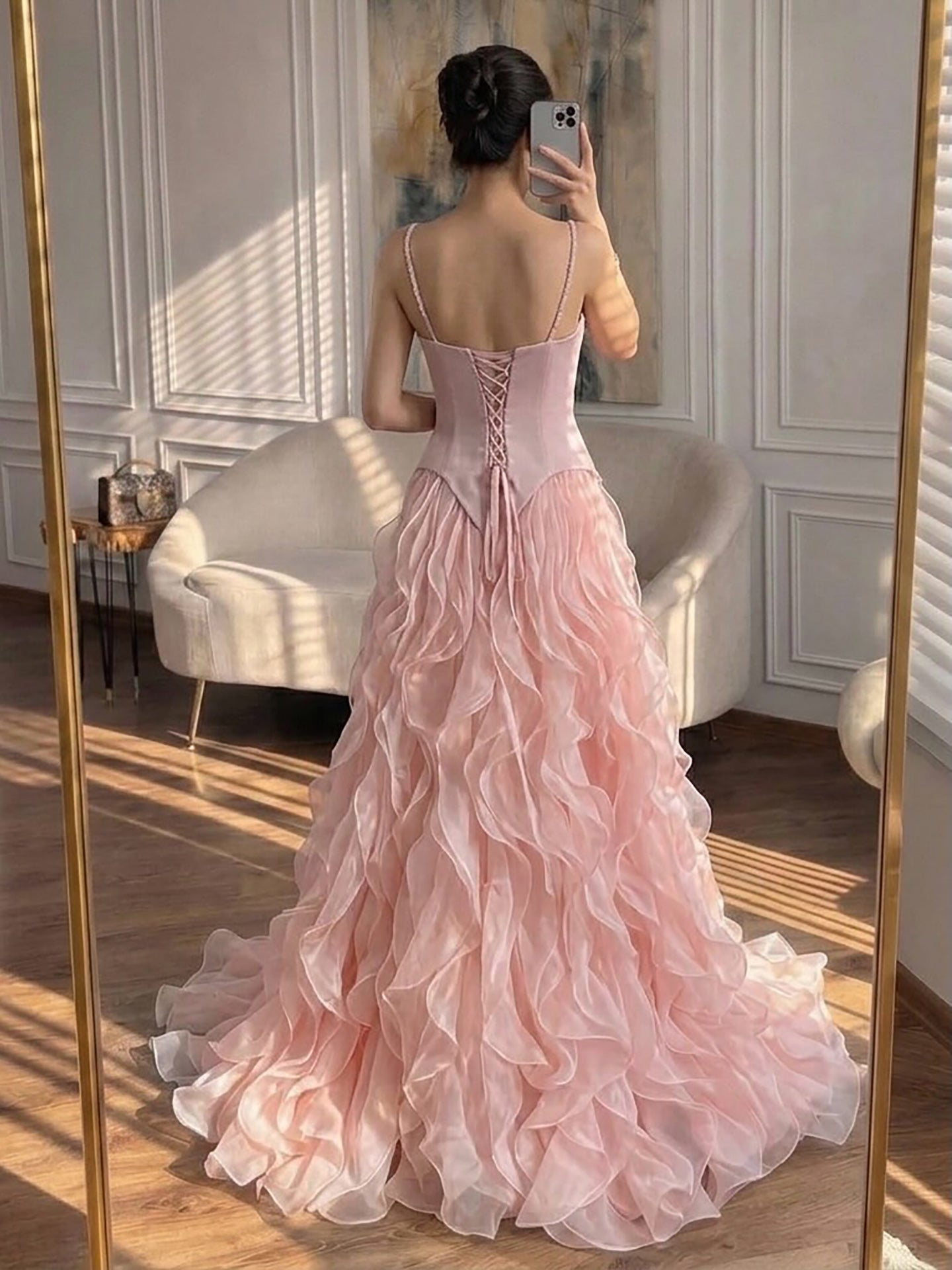 Luxury Gray Beaded Mermaid Corset Tulle Evening Dress With Gloves LA73368A