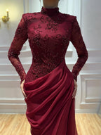 Luxury Lilac High Neck Beaded Mermaid Evening Dress LA73407