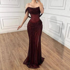 Luxury Silver Corset Off Shoulder Mermaid Evening Dress Stretch LA73410
