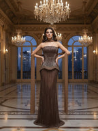 Serene Hill Arabic Orange Two Pieces Corset Evening Dress LA73444