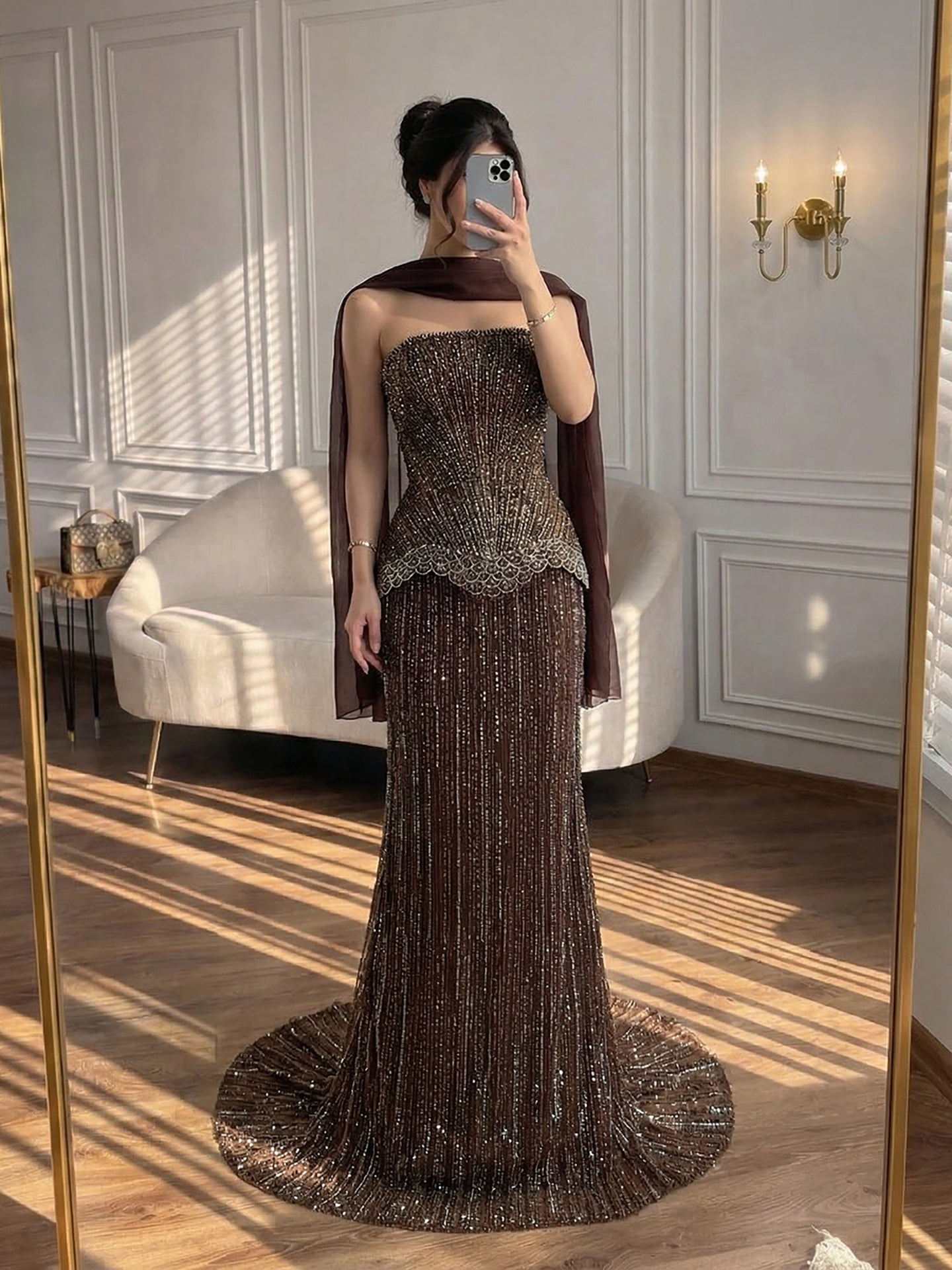 Serene Hill Arabic Orange Two Pieces Corset Evening Dress LA73444