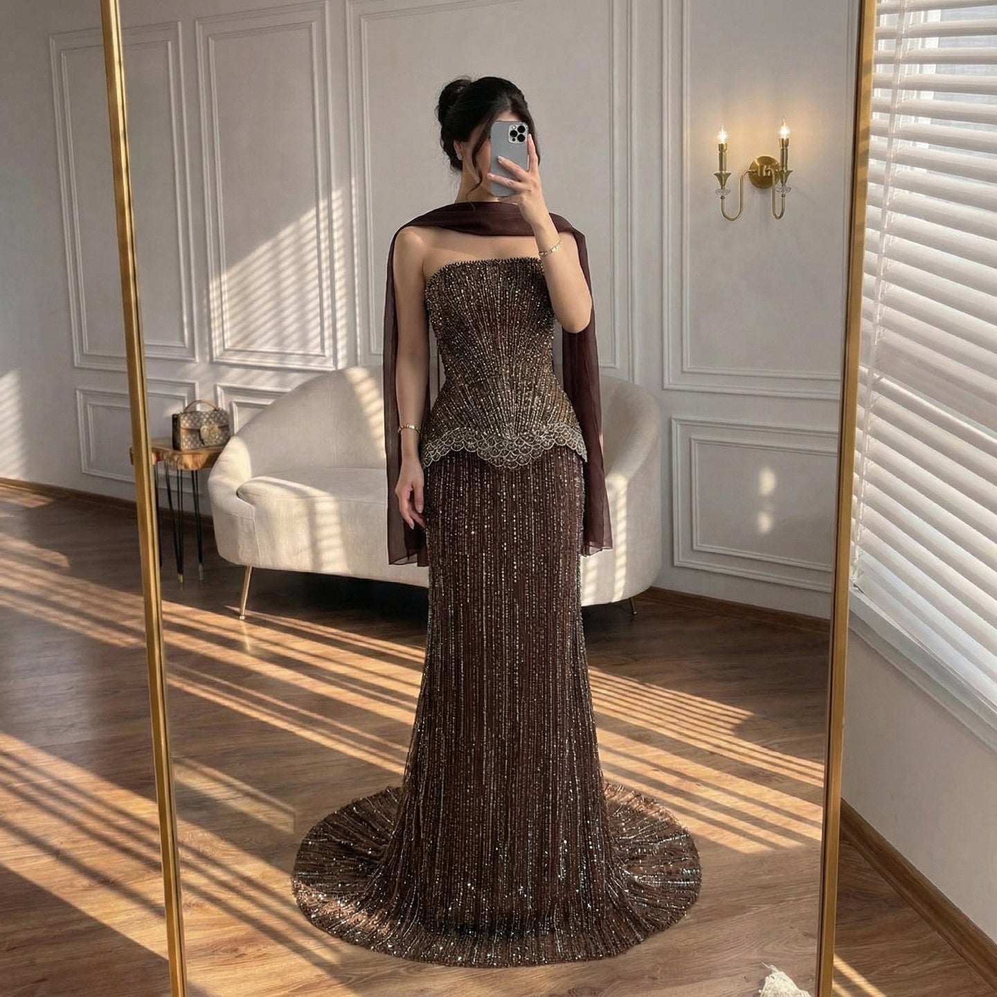 Serene Hill Arabic Orange Two Pieces Corset Evening Dress LA73444