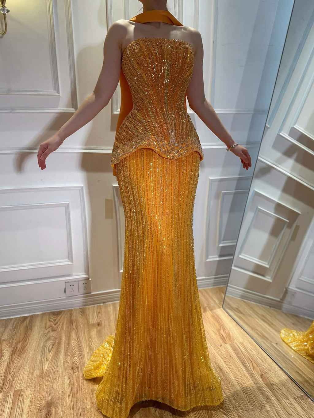 Serene Hill Arabic Orange Two Pieces Corset Evening Dress LA73444