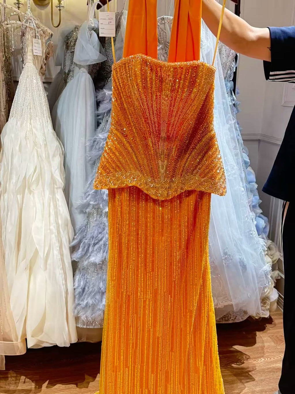 Serene Hill Arabic Orange Two Pieces Corset Evening Dress LA73444