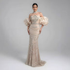 Luxury Arabic Lilac Mermaid Beaded Evening Dress LA73450