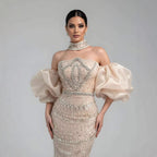 Luxury Arabic Lilac Mermaid Beaded Evening Dress LA73450