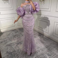 Luxury Arabic Lilac Mermaid Beaded Evening Dress LA73450