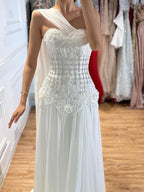 Luxury Pink Arabic Floral chiffon Evening Dress With Cape LA73451