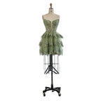 Luxury Sage Green Lace Strapless A-Line Short Homecoming Dress LA73477