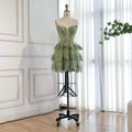 Luxury Sage Green Lace Strapless A-Line Short Homecoming Dress LA73477