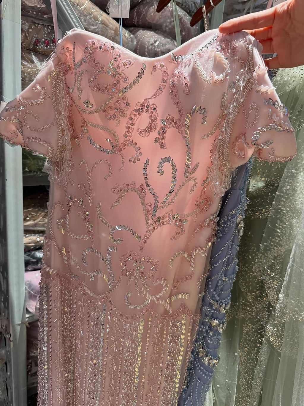 Luxury Pink Beaded Mermaid Evening Dress LA73550