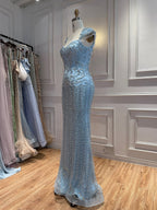 Luxury Pink Beaded Mermaid Evening Dress LA73550
