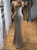 Luxury Pink Beaded Mermaid Evening Dress LA73550