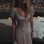 Luxury Nude A Line Beaded Tulle Evening Dress LA73697