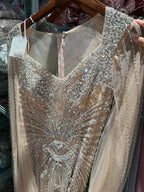 Luxury Nude Beaded Mermaid Evening Dress with Cape LA73741