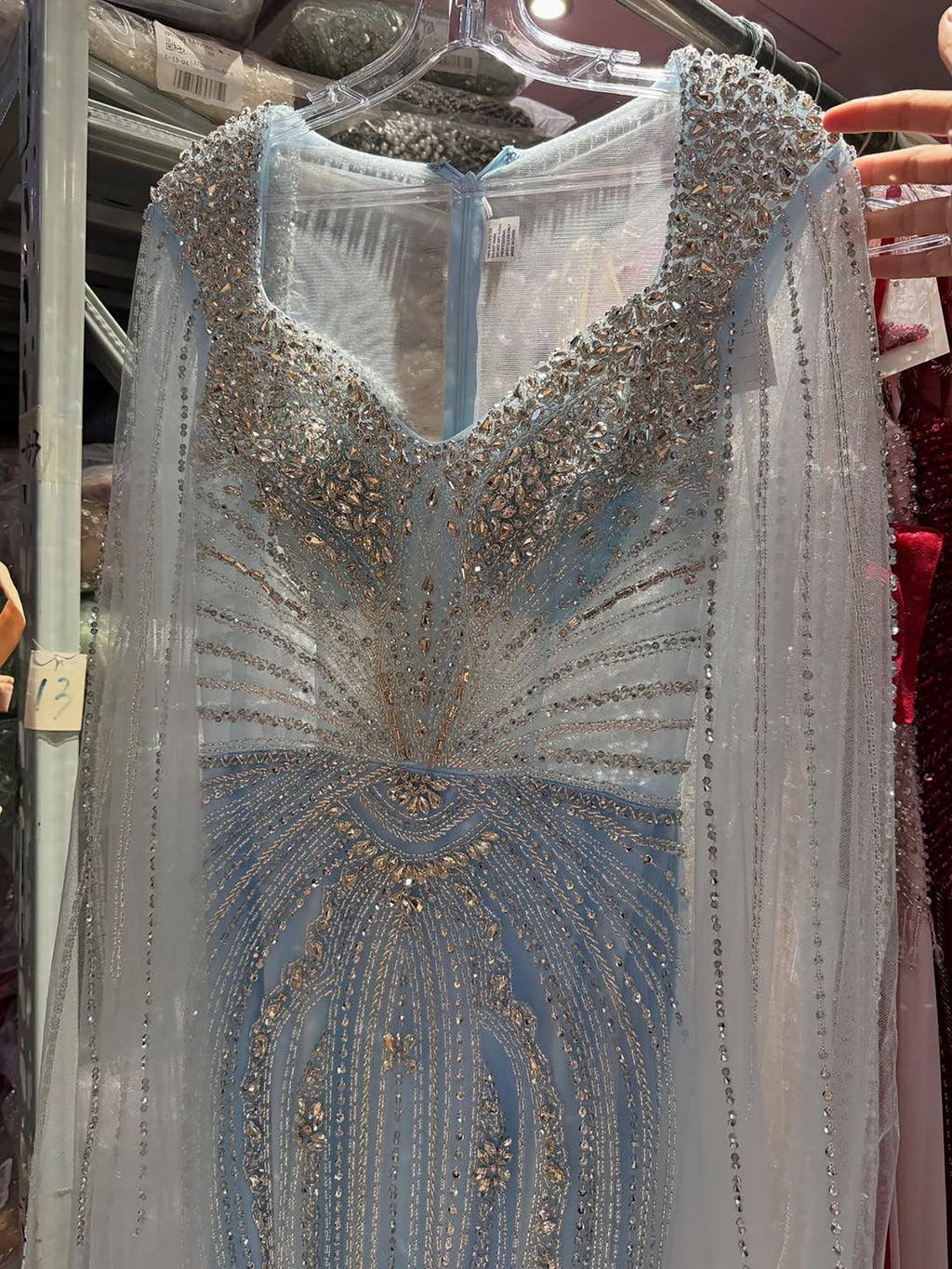 Luxury Nude Beaded Mermaid Evening Dress with Cape LA73741