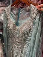 Luxury Nude Beaded Mermaid Evening Dress with Cape LA73741