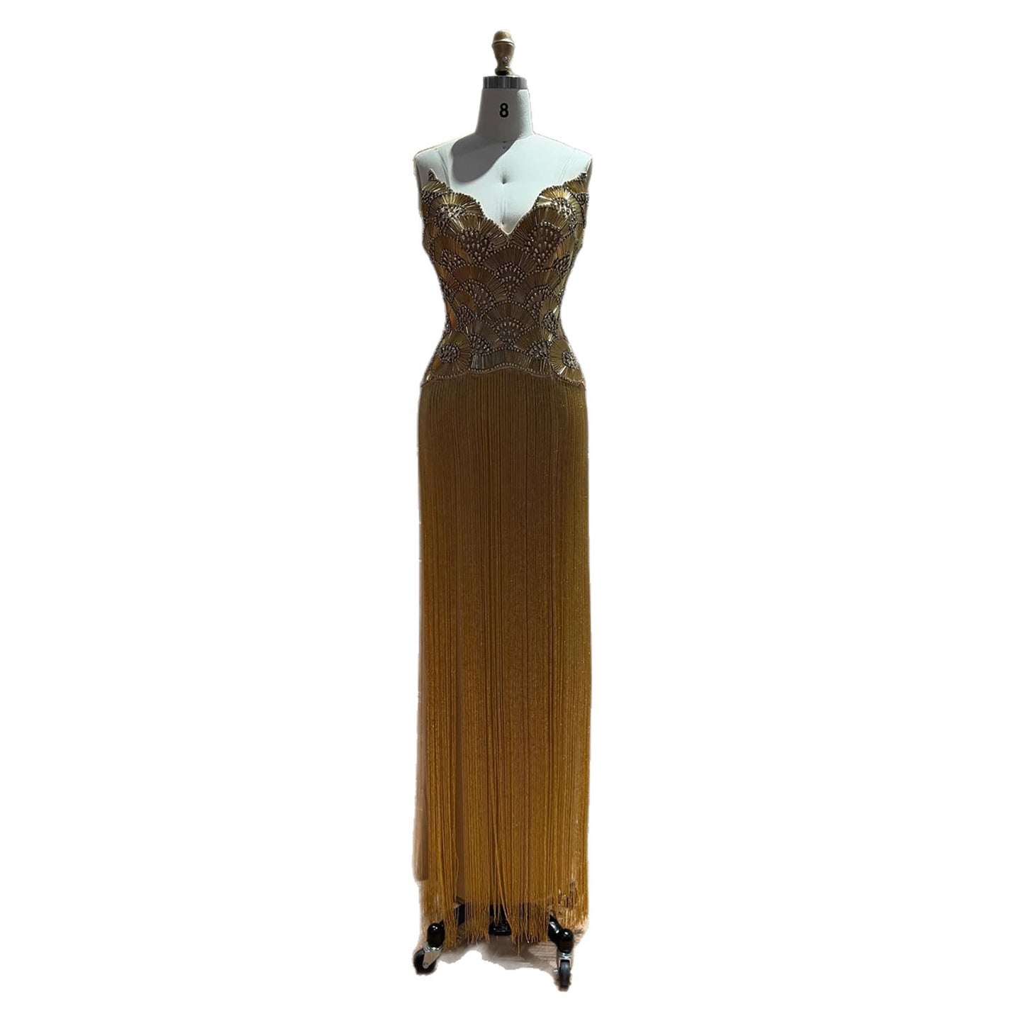 Luxury Hand Made Gold Scallop Tassel Evening Dress LA73748