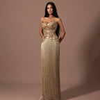 Luxury Hand Made Gold Scallop Tassel Evening Dress LA73748