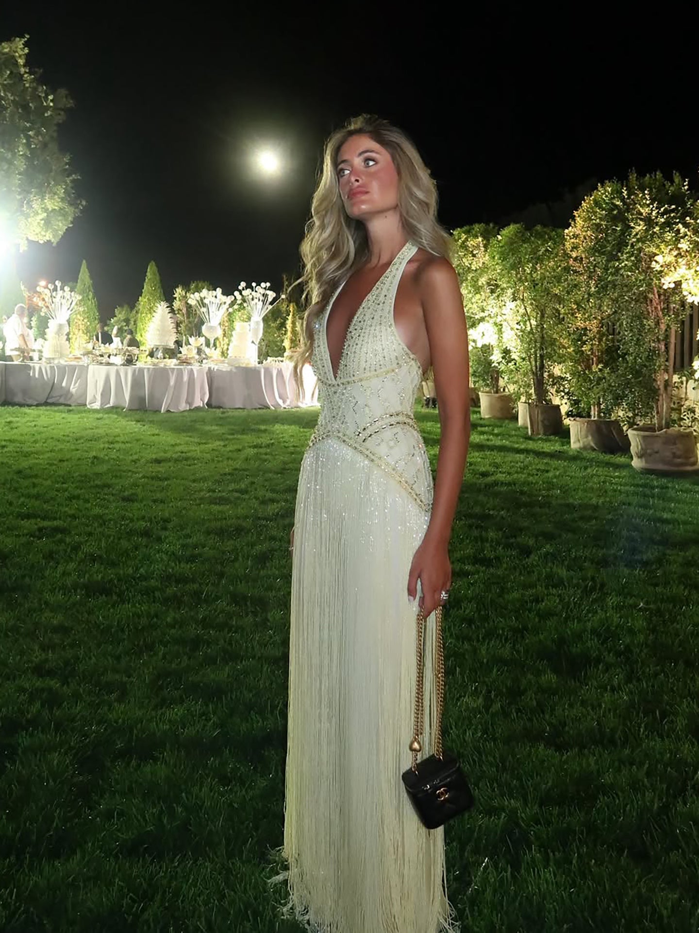 Luxury Butter Yellow Halter Fringe Evening Dress LA73765
