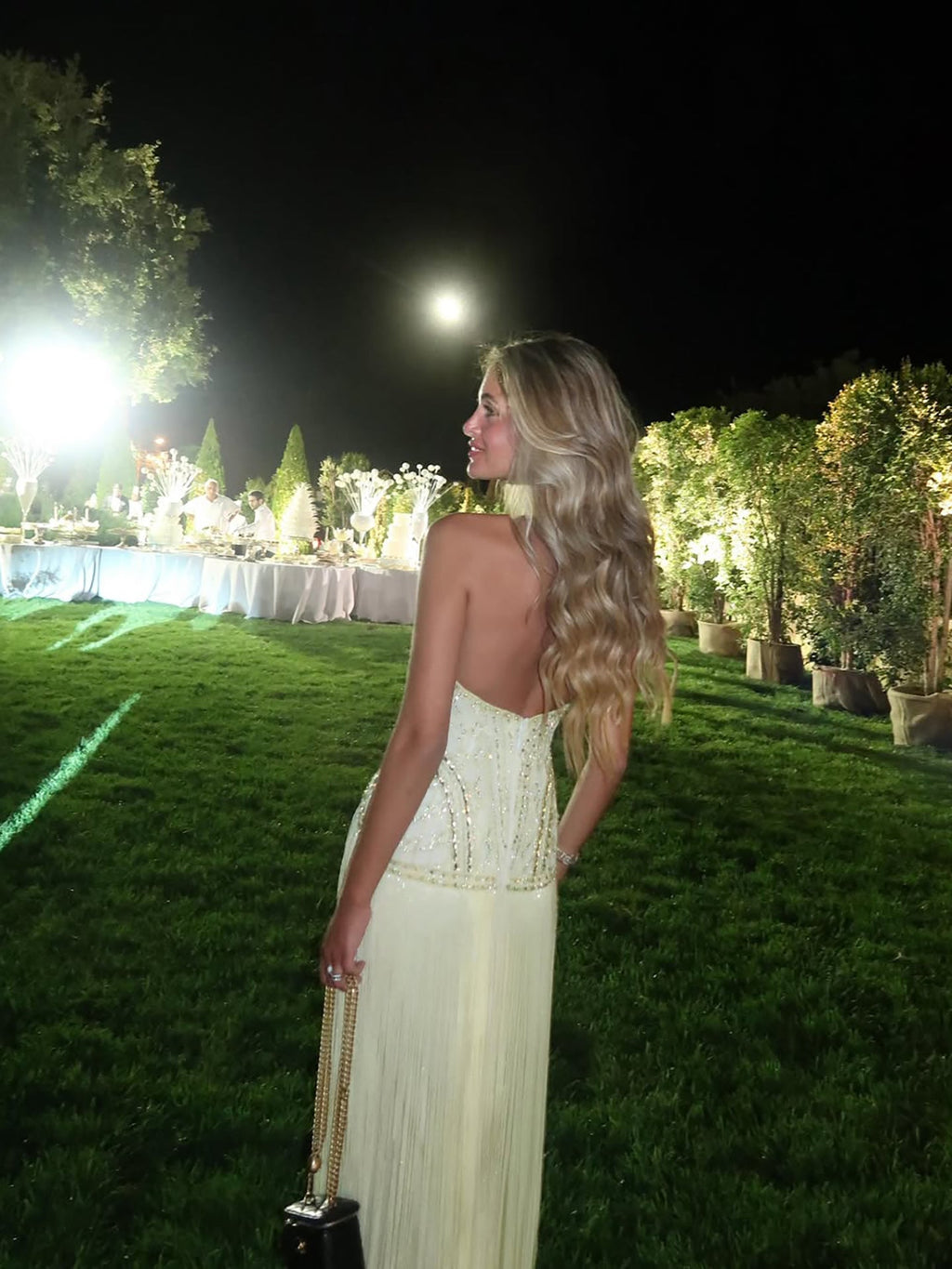 Luxury Butter Yellow Halter Fringe Evening Dress LA73765