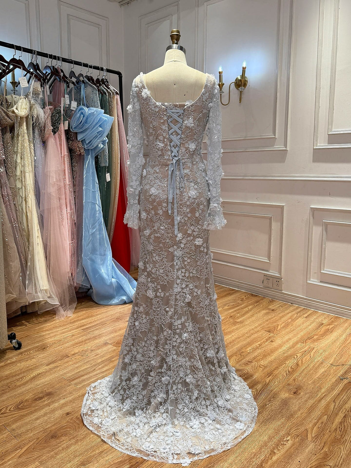 Luxury Pink 3D Floral Beaded Mermaid Gown LA73774
