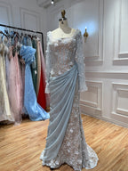 Luxury Pink 3D Floral Beaded Mermaid Gown LA73774