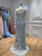 Luxury Pink 3D Floral Beaded Mermaid Gown LA73774