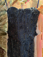 Luxury Navy Blue 3D Floral Beaded Mermaid Gown LA73777