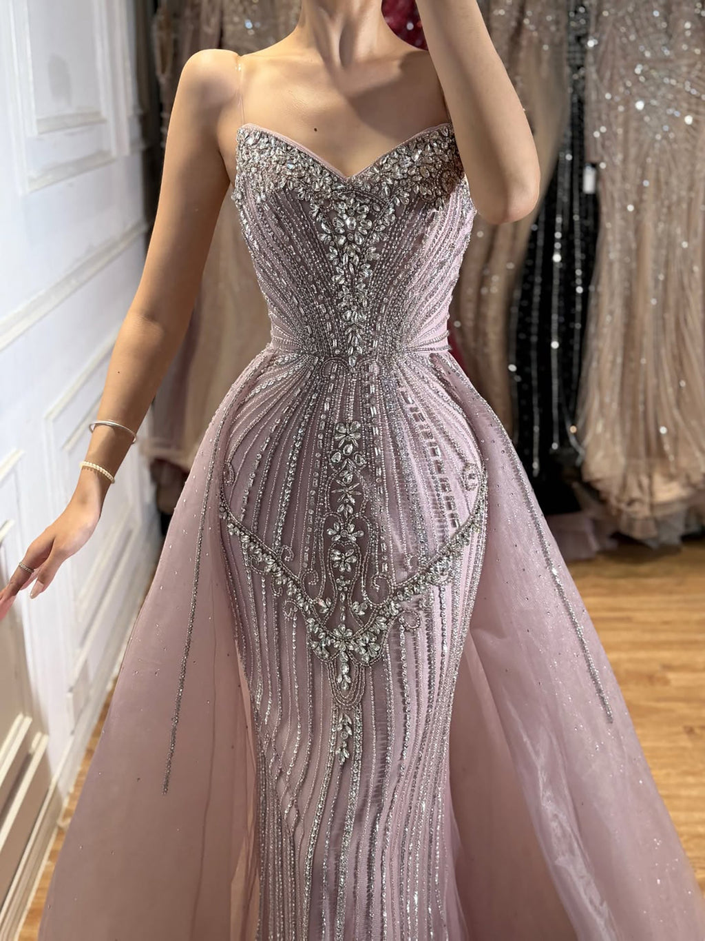 Luxury Nude Sweetheart Baroque Beaded Fitted Mermaid Dress LA73831