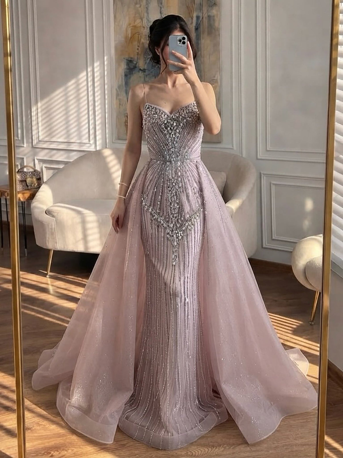 Luxury Nude Sweetheart Baroque Beaded Fitted Mermaid Dress LA73831