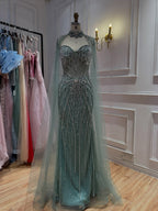 Luxury Nude Crystal Beaded Tassel Mermaid Evening Dress LA73908A