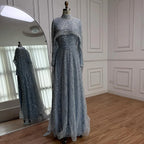 Luxury Modest Sage Green Evening Dress with Pearls LA72032B
