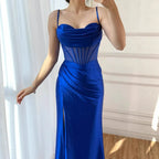 Pink Mermaid Sweetheart Ruched Silk Satin Evening Dress LA73153 - SERENE HILL